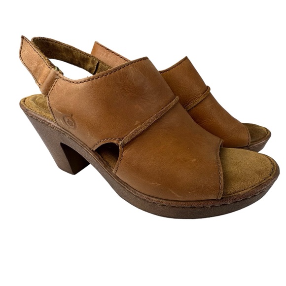 BORN Brown Leather Clog Heeled Open Toe Sandals SIZE 8 - Picture 5 of 13